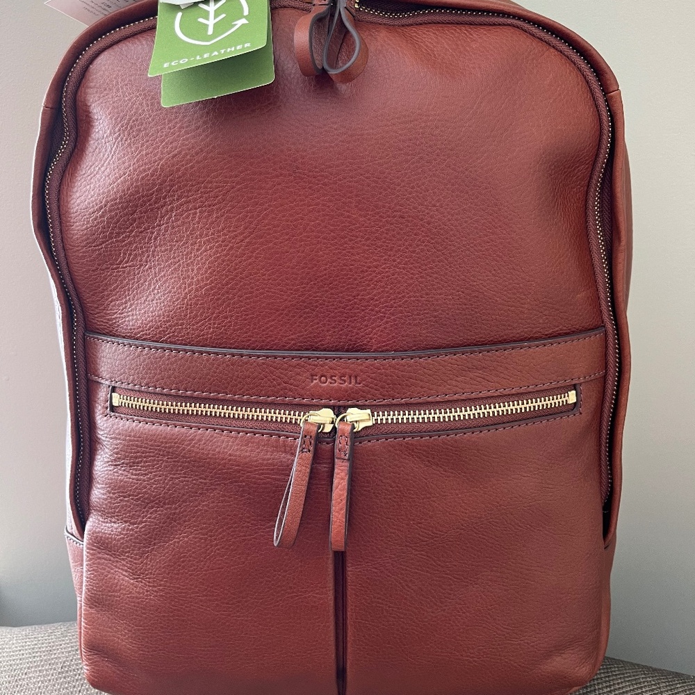 Fossil Tess Eco Leather Laptop Backpack ZB1325200 - Brown, NWT